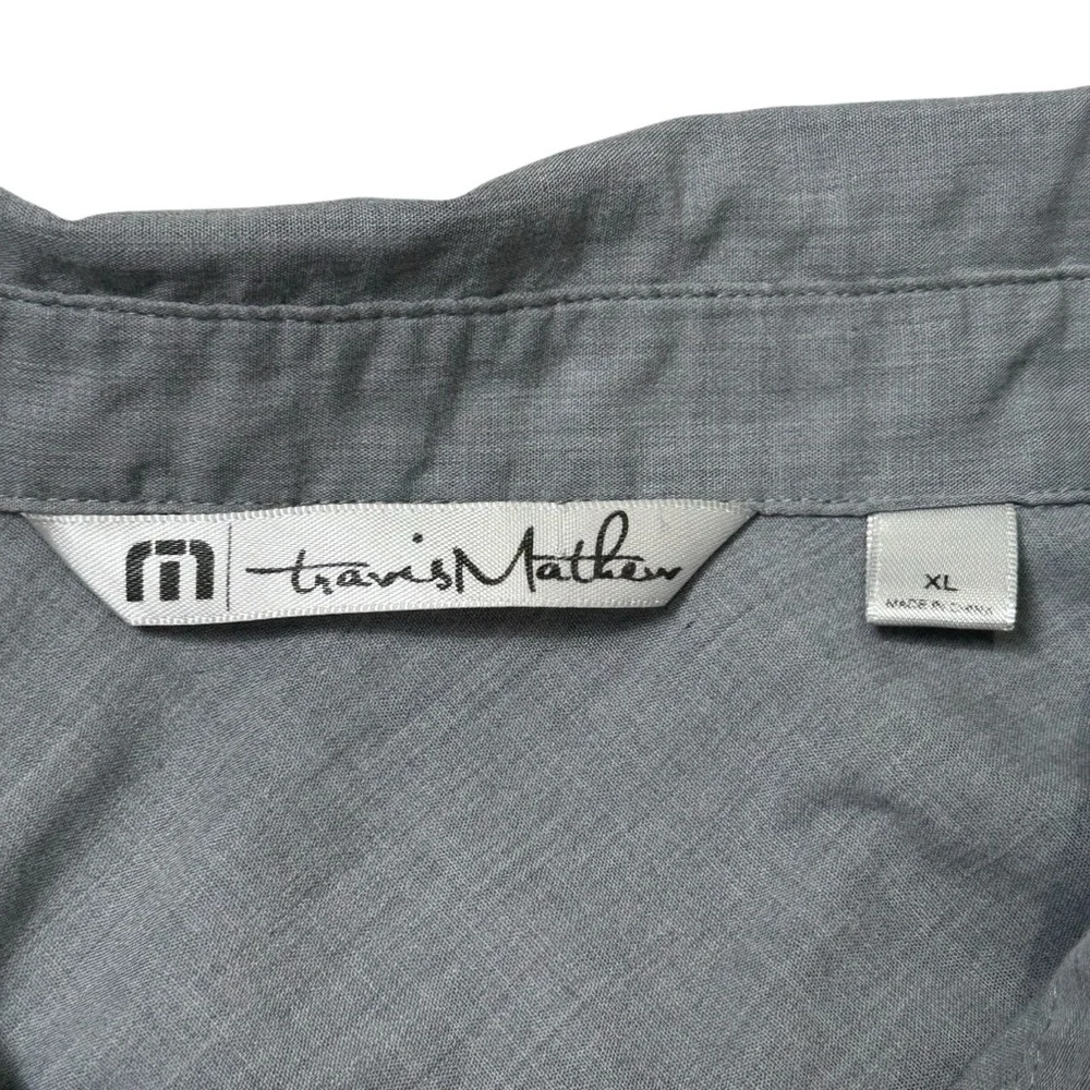 Travis Mathew Men’s XL Cotton Blend Gray Short Sleeve Button Shirt